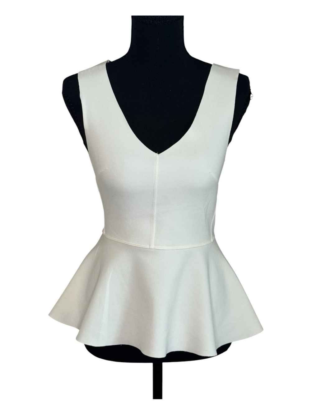 Topshop Cream V-Neck Peplum Tank Top
